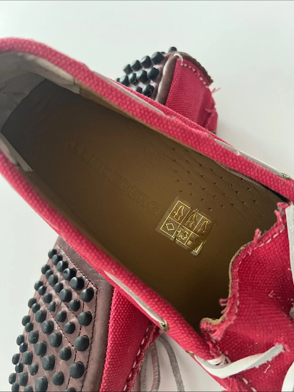 Red Canvas Men’s Boat Shoes with Contrast Laces